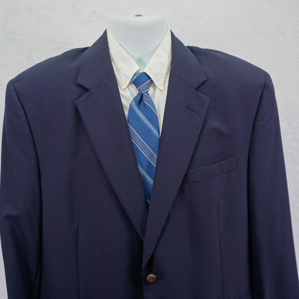 Jos A‎ Bank Blue Wool 2 Gold Button Blazer 42S Tagged 46S
